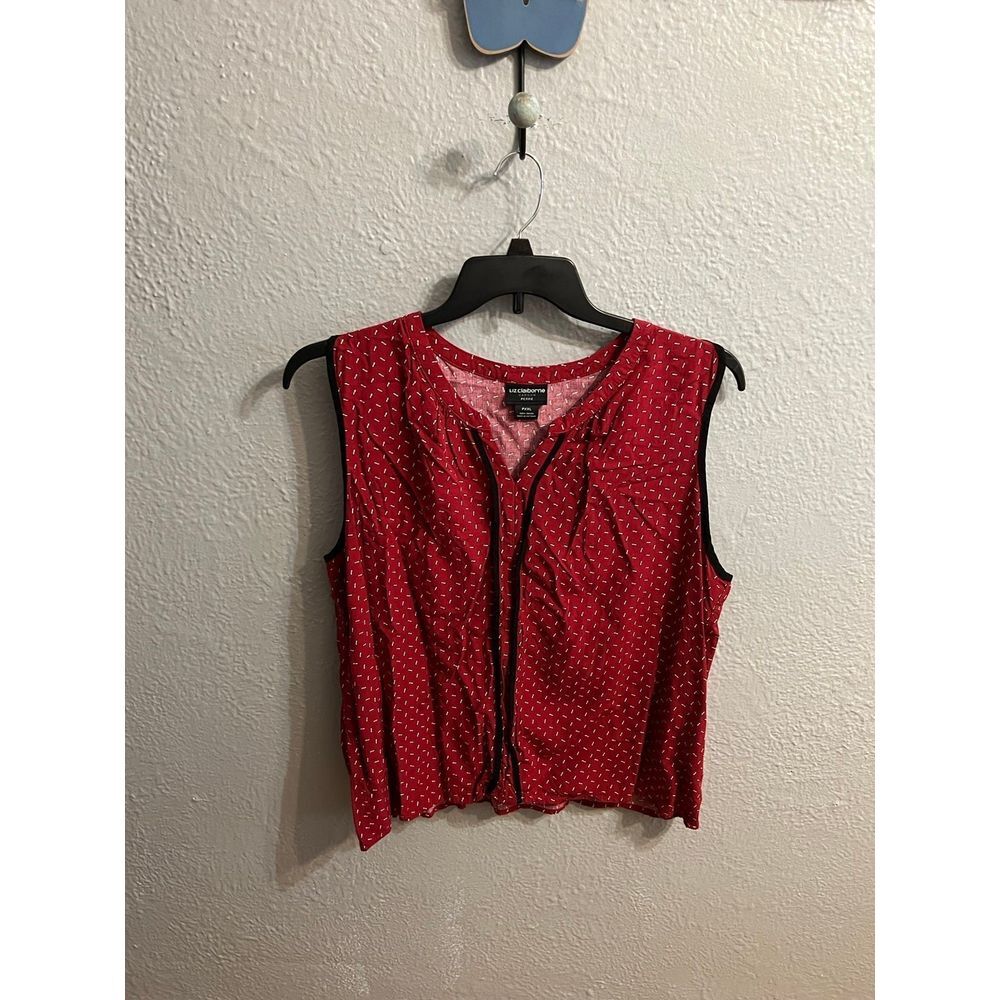 Women's Liz‎ Claiborne burgundy, black sleeveless blouse size PXXL